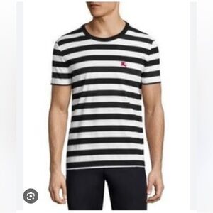 Burberry Brit‎ Black & White Stripe Crewneck T-Shirt Sz Medium